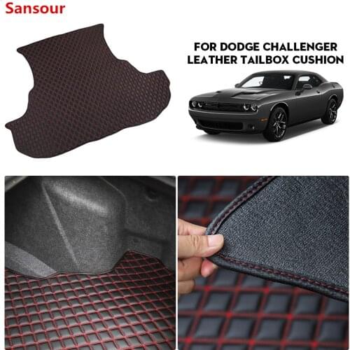Sansour Car Interior Fully Surrounded Leather foot pad Refit Tail Box Pad Car Trunk Mat Accessories For Dodge Challenger 2014 Up