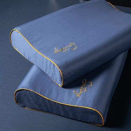 Luxury Satin Silk Pillowcase Solid Color Pillow Case High Quality Embroidery Pillow Cover Latex Pillow Case Cover 40X60/ 30X50cm