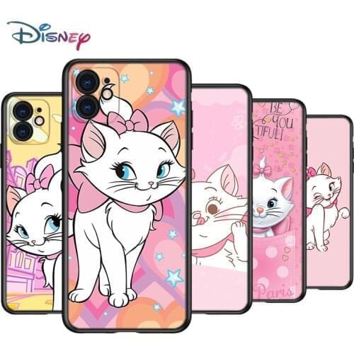 Cartoon Pink Marie Cat Disney Silicone Black Cover For Apple IPhone 12 Mini 11 Pro XS MAX XR X 8 7 6S 6 Plus 5S SE Phone Case