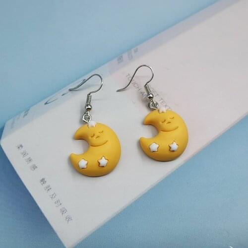 1Pair Korean Lovely Moon Star Crescent Drop Earrings For Women Girl Cute Dangle Earring Jewelry Christmas Gift EC407