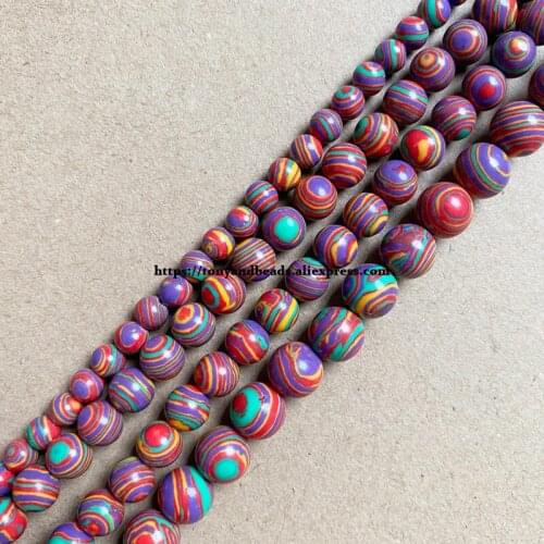 Synthetic Stone Mixed Colors Malachite Round Loose Beads 15" Strand 4 6 8 10 12MM Pick Size For Jewelry Making DIY