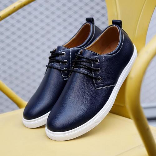 New Plus Size Men Shoes Fashion Lace UP Casual Shoes Pu Leater Summer Man Shoes Low Black Flat Shoes Loafers Size 45,46,47,48,49