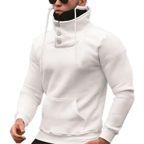 Comfy Stylish Long Sleeve Pockets Sweatshirt Top Men Pullover Solid Color Outwear