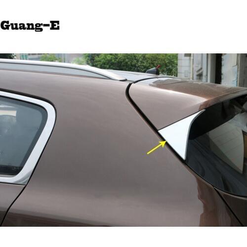 Car Body ABS Chrome Rear Tail Spoiler Side Triangle Molding Window Bezel Trim Sticks 2pcs For Kia Sportage KX5 2016 2017 2018