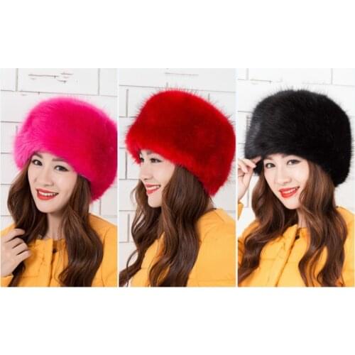 2021 Women Hats Lady imitation Fox Fur Hat Headband Winter Earwarmer Ski Hat Female Hats For Autumn winter