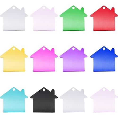 10pcs House Pet ID tags dog cat animal tags Aluminum dog tags identification pendant Bone Necklace Collar Puppy cat collar DIY