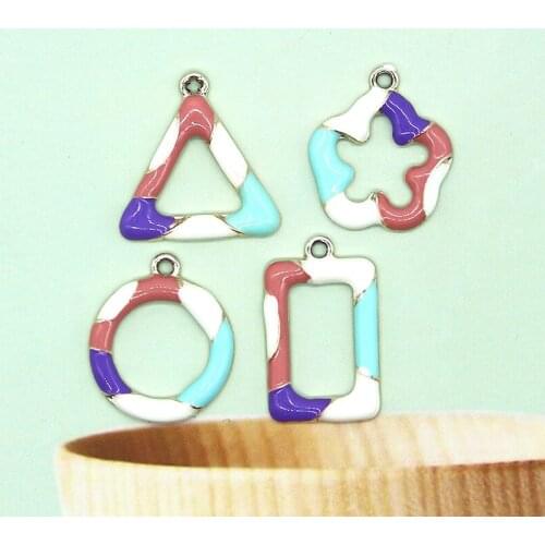 10pcs/lot New 18*20MM Geometric Triangle Charm Pendants Rectangle Enamel Charms for DIY Earring Jewelry Handmade Finding XL967