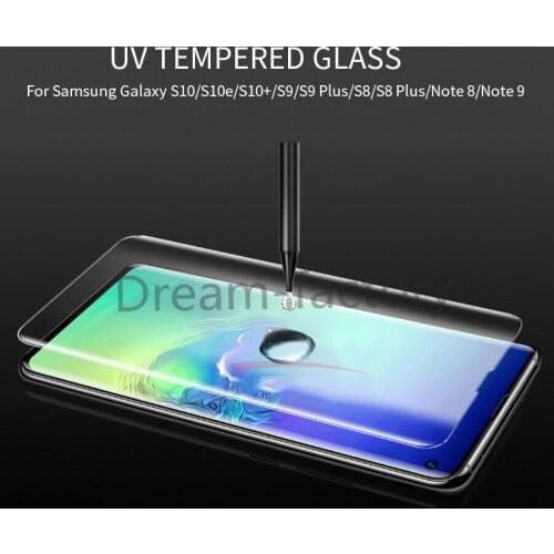 100PCS UV Liquid Tempered Glass Full Glue Lamp for Samsung Galaxy S8 S9 S10 S20 S21 Plus Note 8 9 10 Plus free Shipping