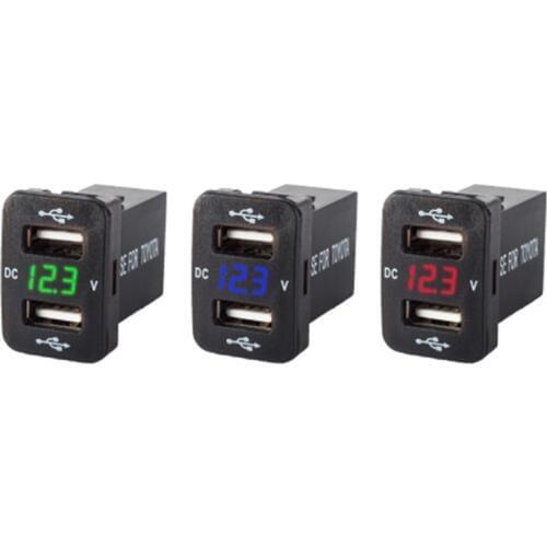 12V Dual USB Ports Car Charger Socket Voltmeter 4.2A Power Adapter For Toyota