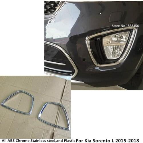 For Kia Sorento L 2015 2016 2017 2018 car styling body front fog light lamp frame stick styling ABS Chrome cover trim parts 2pcs
