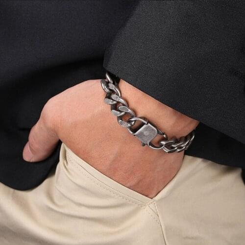 2021 Trendy New Cuban Chain Men Bracelet Classic Stainless Steel Width Chain Bracelet For Men Jewelry Gift GS0058