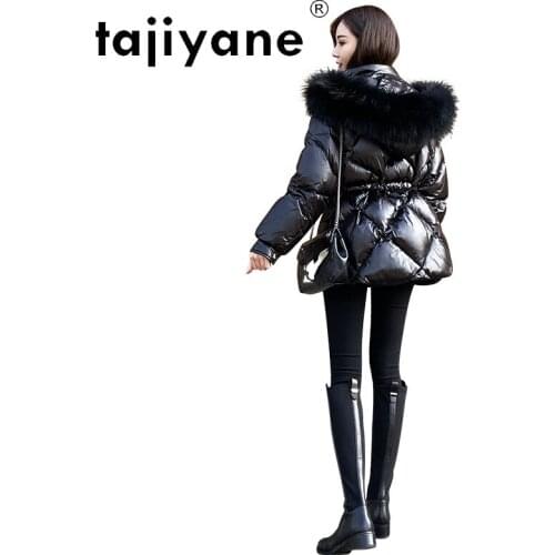 2021 Winter Black Jacket Woman Raccoon Fur Collar Down Coats Famale Warm Hooded Jackets Woman Casual Chaquetas Para Mujer SQQ273