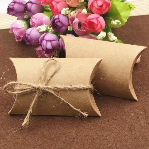 24 pcs 8x5.5x 2cm kraft paper pillow box delicate small Earring Necklace box and free string accept customization