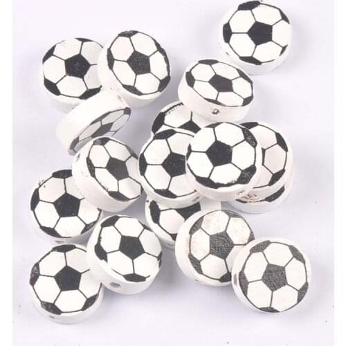 30Pcs Football Oblate Circle Wood Spacer Beads Craft Supplies For DIY Jewelry Making Pacifier Clip Handmade Accessories m2244