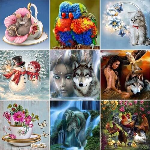 DIY Animal 5D Diamond Painting cat Diamond Embroidery Flowers Full Round drill Mosaic Cross Stitch Rhinestone Kids Room Decor