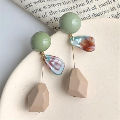 Acrylic Green Long Earring Style Restoring Ancient Ways Joker Contracted Sweet Girl Stud Earrings Women Jewelry Gift Accessories