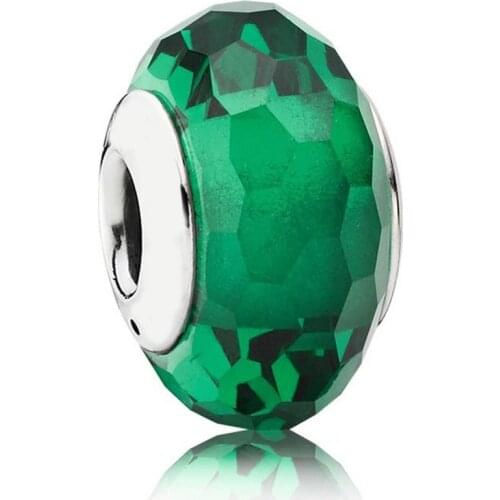 Authentic S925 Bead DIY Jewelry Murano Glass Charms fit Lady Bracelet Bangle Fascinating Green Charm Lady Gift