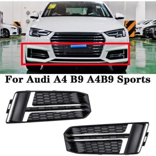 1 Pair Car Front Bumper Fog Light Grilles Grill Cover Trim For Audi A4 B9 A4B9 Sports 8W0807681F 8W0807682F