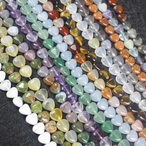 10mm 20pcs/String Natural Stone Beads Heart Shape Loose Beads Fashion Speical Unique DIY Beads Making Jewelry