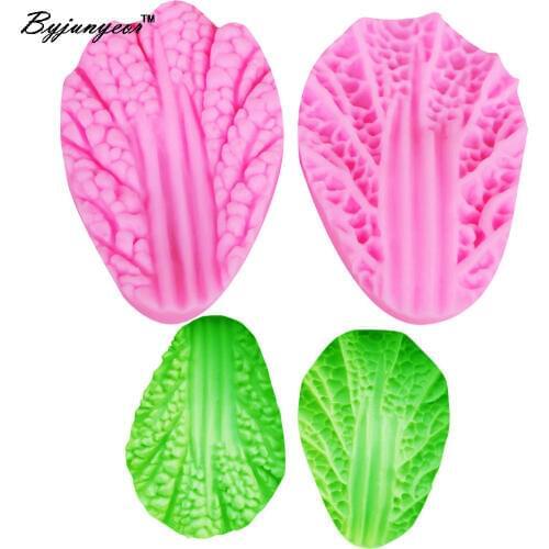 Byjunyeor M451 Chinese Cabbage leaves Flower Veiners Silicone Molds Fondant Sugarcraft Gumpaste Resin Clay Water Paper Moulds