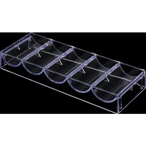 Durable Clear Acrylic Poker Chips Tray No Lid 100 Chips Case Box Holder
