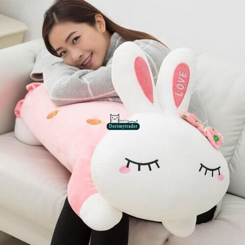 Dorimytrader 130cm Lovely Soft Cartoon Lying Bunny Plush Toy 51'' Giant Stuffed Animal Rabbit Doll Cat Gift for Friend Lover