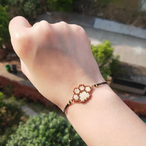 FAIRYWOO Boho Woman Cute Dog Palm Charm Bracelets Sweet Kid Gift Miyuki Jewelry Rope Adjustable Bracelet Friendship Bracelets