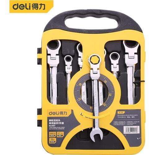 Deli 8-19mm Adjustable Ratchet Socket Wrench Wrenches Hand Tools Gear Spanner Flexible Head Combination Ratcheting Action Wrench