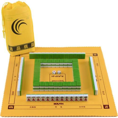 Hot Mini 22MM/24MM Portable Travel Mahjong Set Carry Bag Mah-jong With Leather Table Mat Indoor Entertainment Majiang Board Game