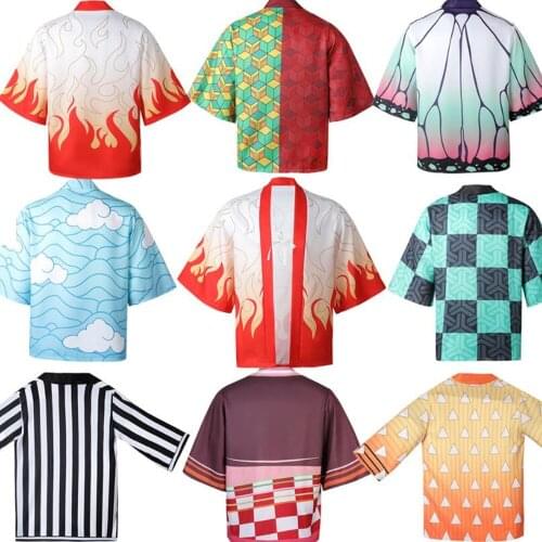 Demon Slayer Cosplay Costume Kimetsu no Yaiba Kamado Tanjirou Cloak Tomioka Giyuu Kochou Shinobu Haori Yukata Brocade Kimono New
