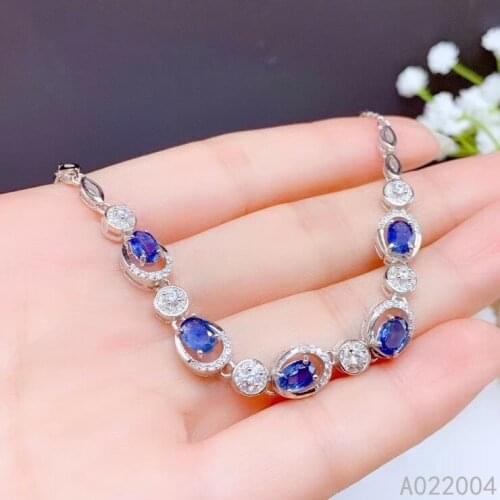 KJJEAXCMY Fine Jewelry 925 Sterling Silver inlaid gemstone sapphire women hand bracelet fashion support detection