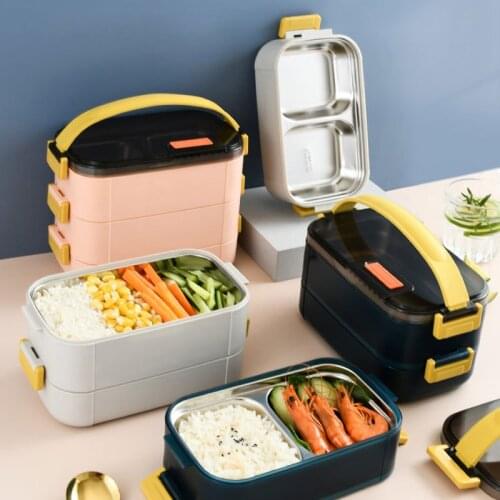 TUUTH 304 Stainless Steel Insulated Lunch Box Multi-Layer Student School Bento Box Tableware Food Container Storage