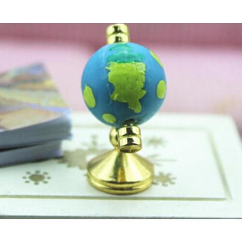 Dollhouse Rolling Globe With Stand 1:12 Miniature Dollhouse Study Livingroom Bedroom Reading Room Furniture Accessory