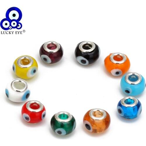 Lucky Eye 10Pcs/Lot Turkish Evil Eye Beads Multi Color Dropping Oil Beads for Bracelet Fashion Jewelry Making Accessories EY6755