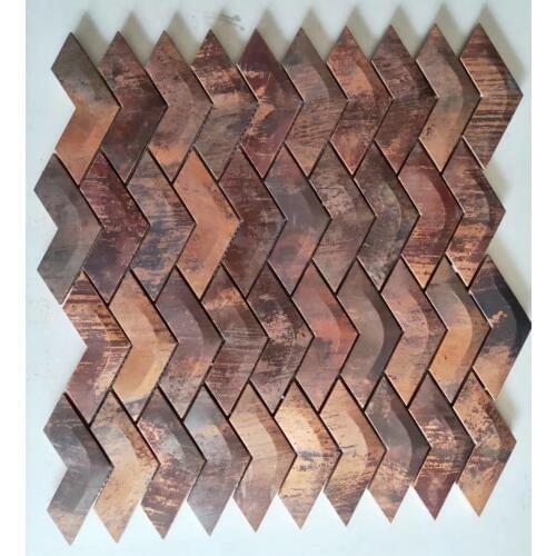 Popular fashion style cheap factory price arrow shiped copper metal mosaic tile for kitchen backsplash decoration