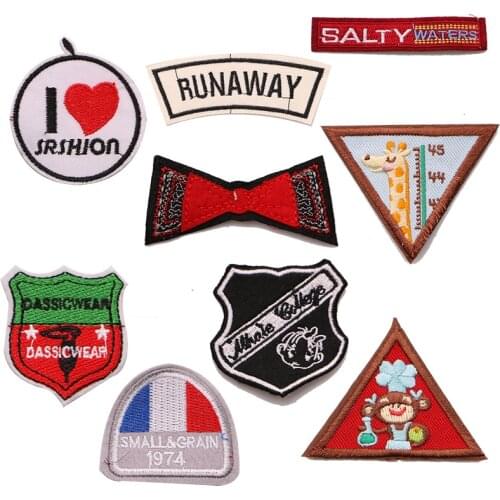 5 Pcs Cartoon Decorative Giraffe, bow, monkey icon Embroidered Applique Patches For DIY Iron on Badges Stickers on a backpack