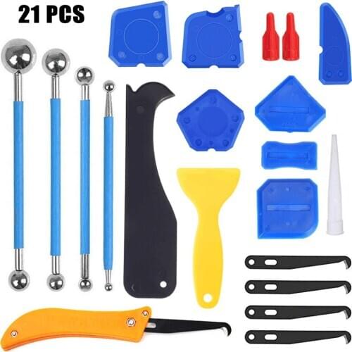21pcs Set Floor Construction Tool Corner Line Seam Caulking Tile Gap Glass Glue Removal Scraper Edge Trimming