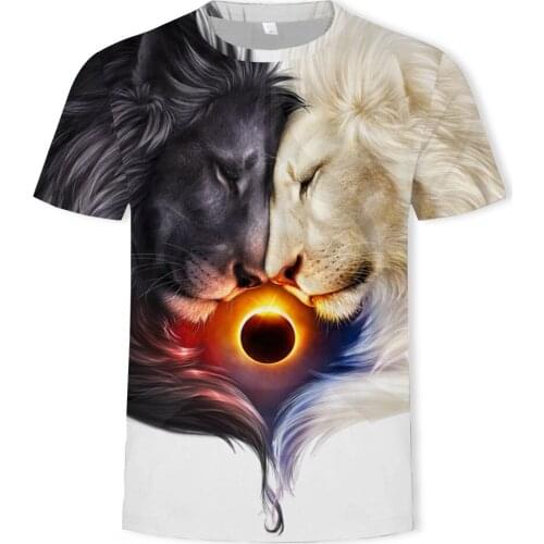 New two lion print t-shirt Mens animal theme t-shirts 3D graphic short sleeve shirt Summer novelty T shirt Super large T-shirts