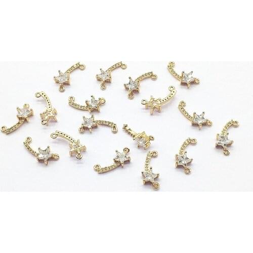 New arrival! 7x17mm 50pcs Cubic Zirconia Star Connector for Jewelry accessories Earrings DIY parts,hand Made Earring Making