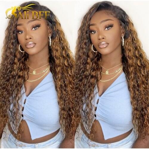 Highlight Water Wave Wig 4x4 Indian Natural Wave Human Hair Wigs 13x4 HD Transparent Lace Frontal Wig 180% Curly Human Hair Wigs