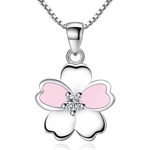 Romantic Cherry Blossom Necklace Elegant Womens Wedding Chain Pendants Jewelry Fashion Valentines Gifts