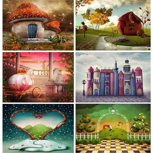 SHENGYONGBAO Art Fabric Dream Forest Castle Fairy Tale Children Photography Backdrops Photo Background Studio Props 21405FMX-01