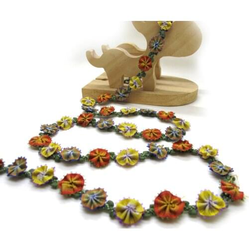 Special Edition|Compact Mutlicolor Ombre Rose Buds on Woven Rococo Ribbon Trim|Decorative Floral Ribbon|Scrapbook