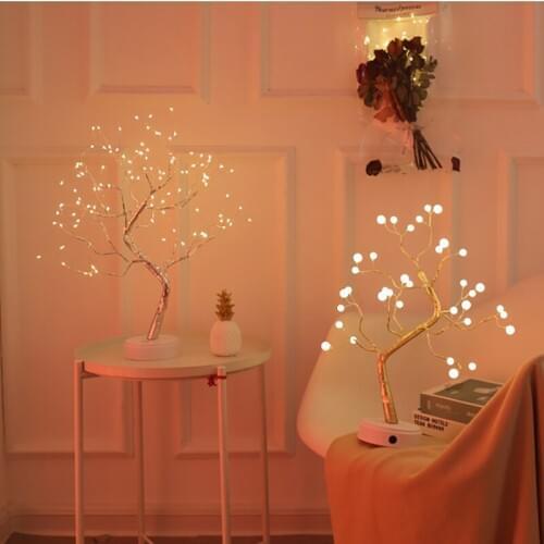 LED Night Light Mini Christmas Tree Copper Wire Garland Lamp For Home Kids Bedroom Decor Fairy Lights Luminary Holiday Lighting