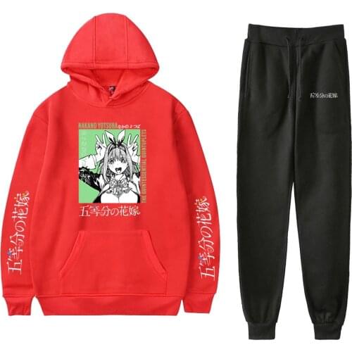 Autumn The Quintessential Quintuplets Hoodie Sweatshirts Suits Men Women Casual Boys Girls Red Hoodies+Black Sweapants Sets