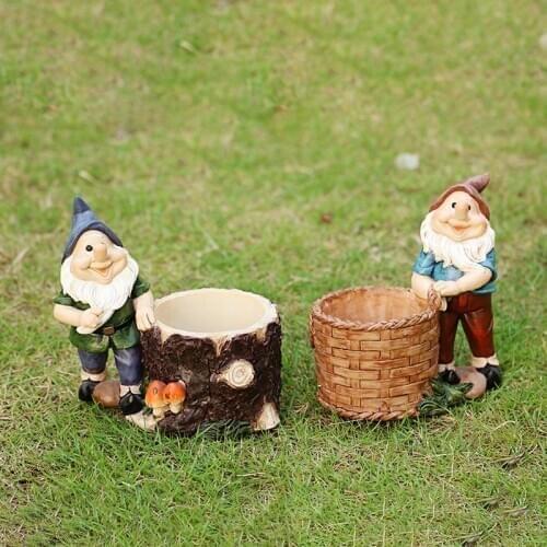 Creative Cartoon Resin Dwarf Flower Pot Outdoor Courtyard Balcony Succulent Plant Bonsai Pot Decor Garden Micro Landscape Crafts