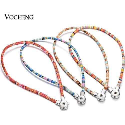 Vocheng Ginger Snap Jewelry PU Leather Necklace Snap Charms Necklace Fit 18mm 12 Colors NN-655