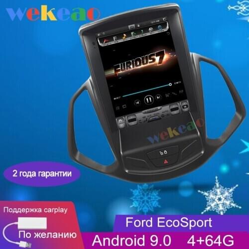 Wekeao Vertical Screen Tesla Style 10.4'' 1Din Android 9.0 Auto GPS Navigation Car Dvd Player For FORD EcoSport Carplay 2013+ 4G
