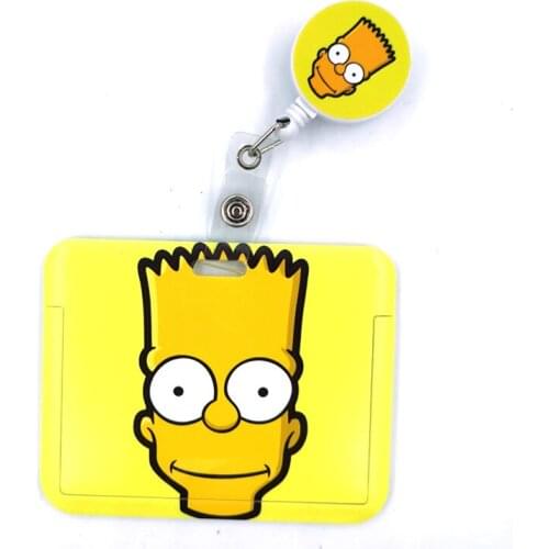 Funny Cartoon Characters Yellow Cute Card Cover Clip Lanyard Retractable Student Nurse Badge Reel Clip Cartoon ID Card Badge