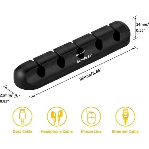 USB Cable Winder Desktop Tidy Cable Organizer Management Clips Cable Holder For Mouse Headphone Earphone